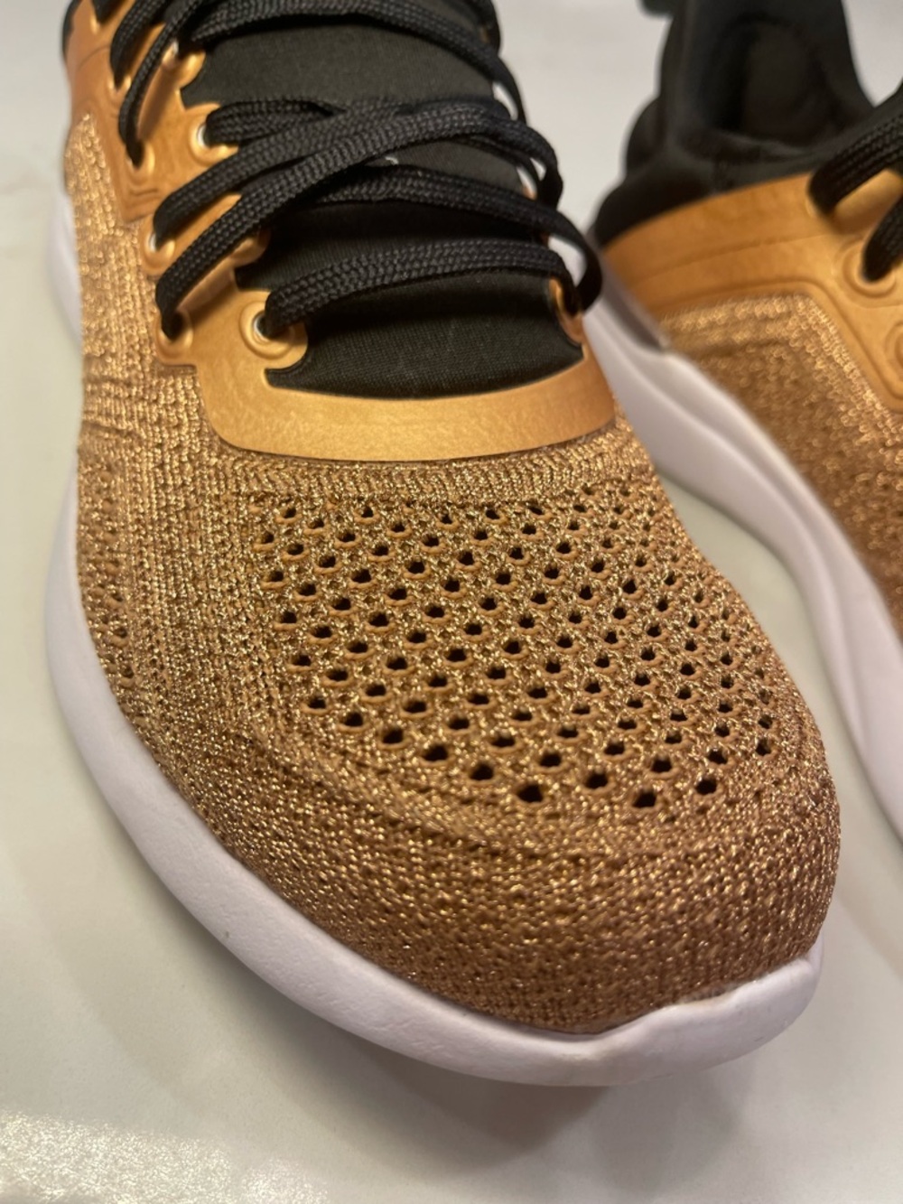 APL TechLoom Tracer women's sneakers in a rose gold and black knit colorway - Picture 5 of 16
